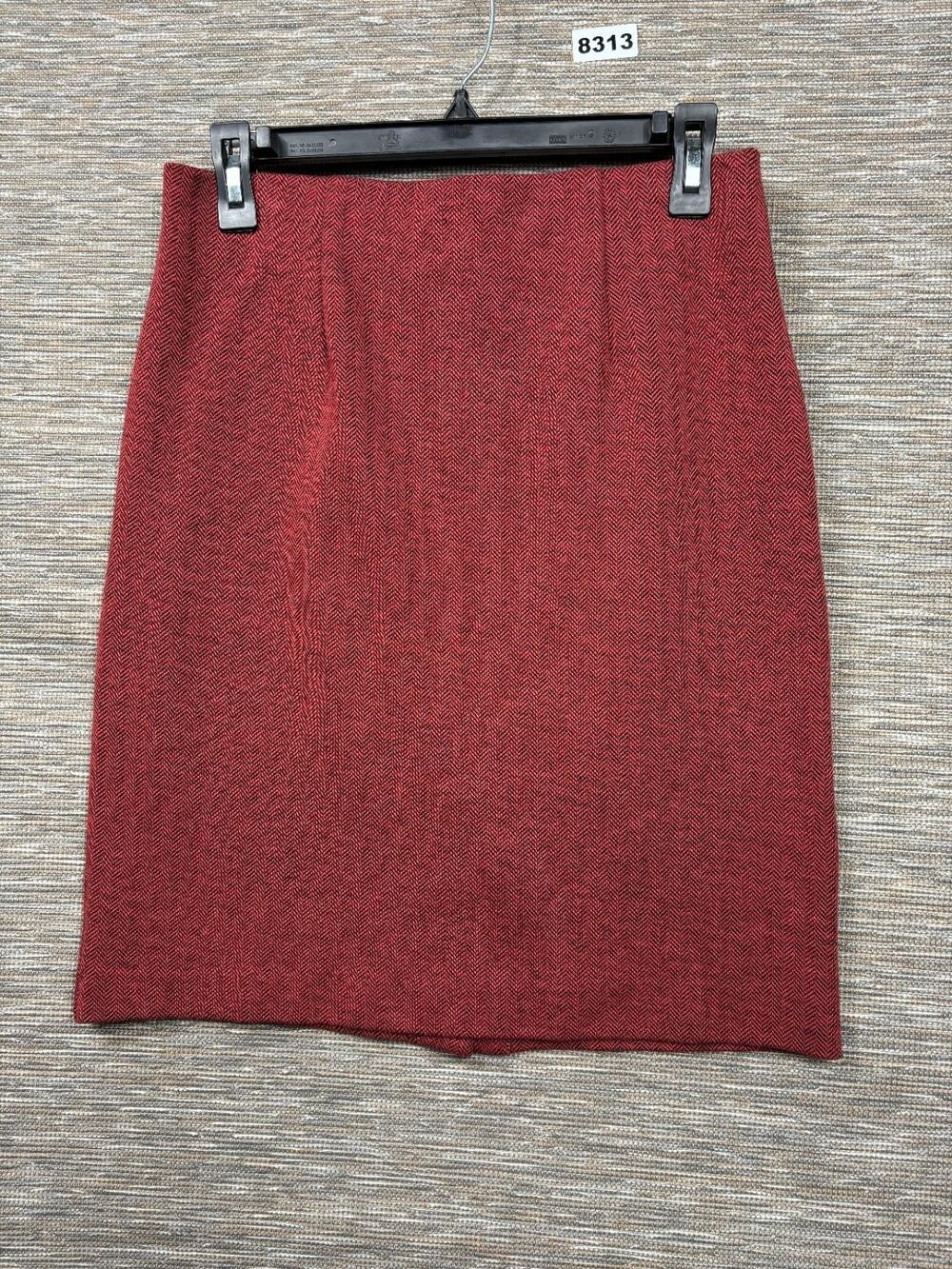 J. Jill Straight Pencil Skirt Womens Size XS Petite Maroon Herringbone Casual